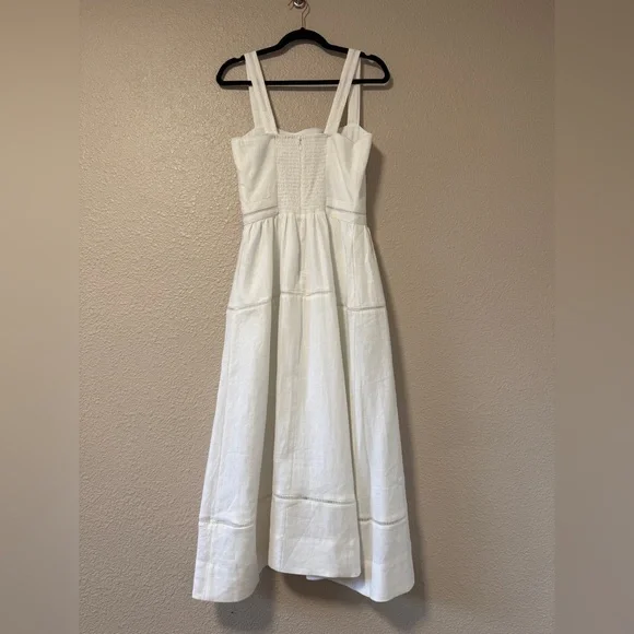NWOT Reformation Everett Linen Midi Dress White A-Line Summer Vacation 8 - Picture 7 of 11